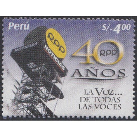 Perú 1338 2003 40 Aniversario de Radio Programas de Perú MNH Perú 1338 2003 40 Aniversario de Radio Programas de Perú MNH