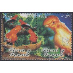 Perú 1347/48 2003 Flora y Fauna Gallito de las rocas Rupícola peruana MNH