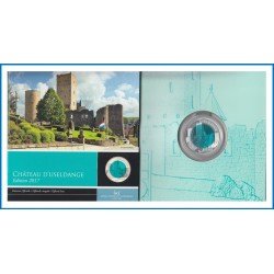 Luxemburgo 2017 Cartera  Euroset 5 € euros Bimetálica Plata Niobio Useldange castle