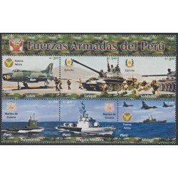 Perú 1480/85 2005 Fuerzas armadas del Perú barco boat avion MNH