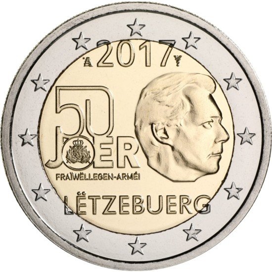 Luxemburgo 2017 2 € euros conmemorativos 50º Av Servicio Militar Voluntario 