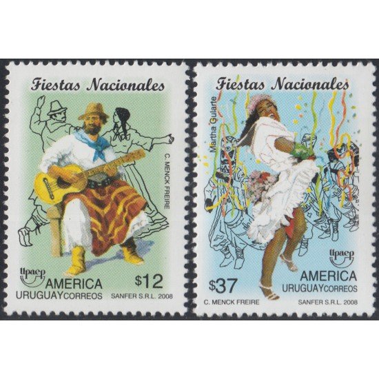 Upaep Uruguay 2377/78 2008 Fiestas Nacionales MNH Upaep Uruguay 2377/78 2008 Fiestas Nacionales MNH