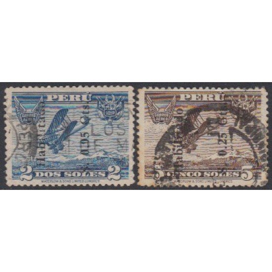 Perú A-14/15 1936 Timbres de 1934 con el nuevo valor de sobrecarga Usado