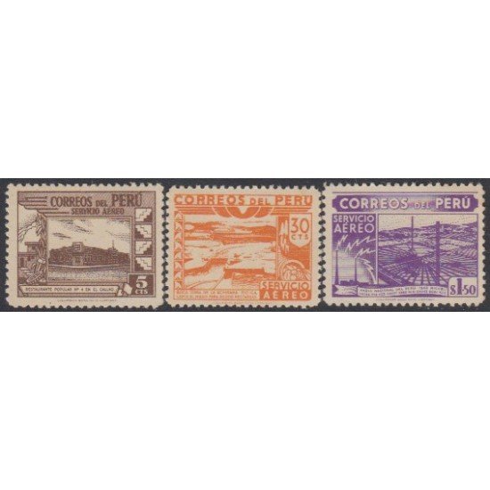 Perú A- 66/68 Perú A-66/68 1945/47 Tipos de 1938 Firma Columbian Bank Note Company MH
