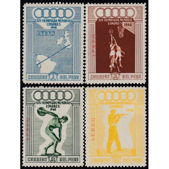 Perú A- 71/74 1948 XIV Olimpiada Mundial Londres MH Perú A- 71/74 1948 XIV Olimpiada Mundial Londres MH