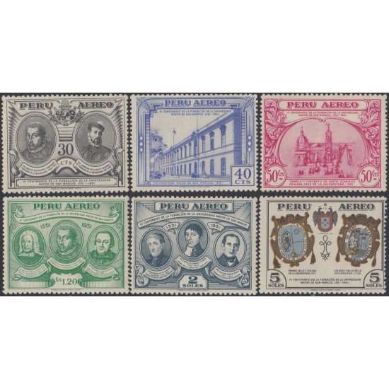 Perú A- 98/03 1953 IV Centenario de la Universidad Mayor de San Marcos MNH Perú A- 98/03 1953 IV Centenario de la Universidad Mayor de San Marcos MNH