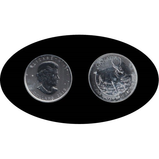 Canadá Canada 1 OZ onza 2013 Venado Deer Leaf Elisabeth II 5$  Plata Ag 