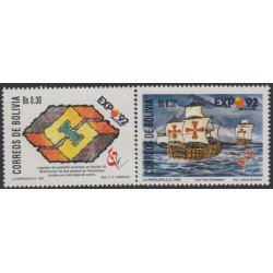 Bolivia 789/90 1992 Exposición Filatélica Internacional Las tres Carabelas MNH