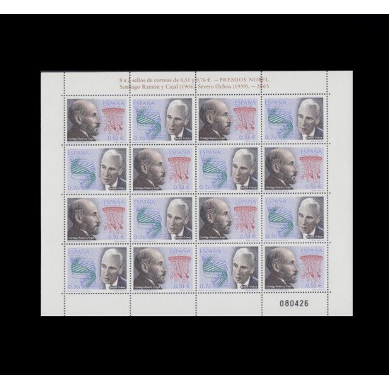 España Spain Minipliego 80a 2003 Premios Nobel Ramón y Cajal Severo Ochoa Ciencia Science España Spain Minipliego 80a 2003 Premios Nobel Ramón y Cajal Severo Ochoa Ciencia Science