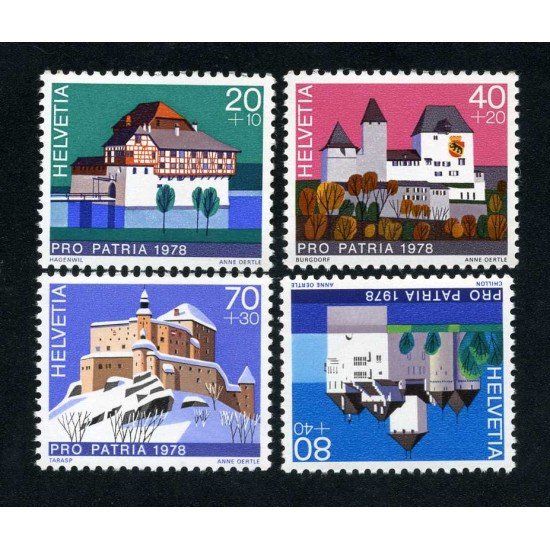 VAR1 Suiza Switzerland 1060/63 1978 Pro patria Castillos suizos MNH VAR1 Suiza Switzerland 1060/63 1978 Pro patria Castillos suizos MNH