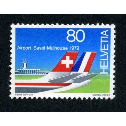 TRA1/S Suiza Switzerland 1079 1979 Aeropuerto franco-suizo de Bâle-Mulhouse Cola de avión MNH
