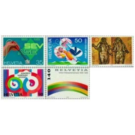 Suiza Switzerland 1327/31 1989 Aniversarios y acontecimientos MNH Suiza Switzerland 1327/31 1989 Aniversarios y acontecimientos MNH
