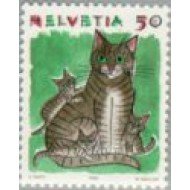 Suiza Switzerland 1342 1990 Serie Animales Gato y gatitos MNH Suiza Switzerland 1342 1990 Serie Animales Gato y gatitos MNH