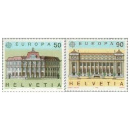 Suiza Switzerland 1347/48 1990 Europa Edificios postales MNH Suiza Switzerland 1347/48 1990 Europa Edificios postales MNH