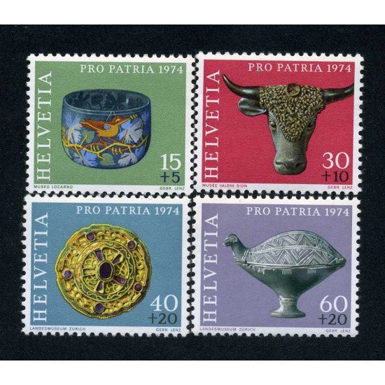 Suiza Switzerland 961/64 1974 Por la patria Decoraciones arqueológicas de dif. épocas MNH