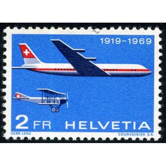 TRA1/S Suiza Switzerland A-47 1969 50 Aniv. del correo aéreo oficial Avión MNH TRA1/S Suiza Switzerland A-47 1969 50 Aniv. del correo aéreo oficial Avión MNH