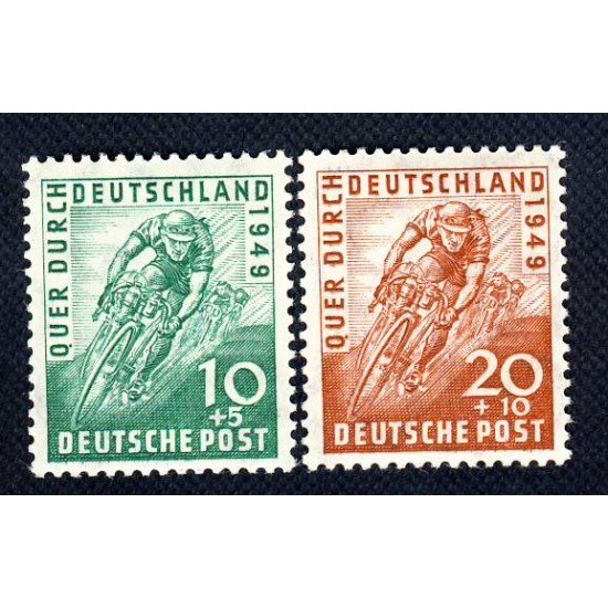  Alemania Federal  Bizonia  Nº 74/75  1949  Vuelta ciclista a Alemania Ciclista Lujo