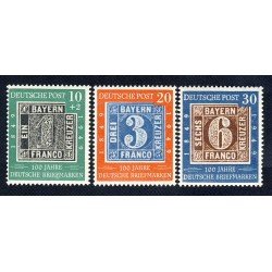 Alemania Federal - Bizonia - 76/78 - 1949 Cent. del sello alemán 1os sellos de Baviera Lujo