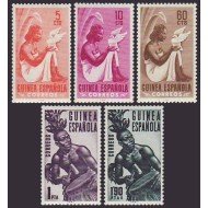 Guinea Española 325/29 1953 Serie Básica Tipos indígenas MNH Guinea Española 325/29 1953 Serie Básica Tipos indígenas MNH