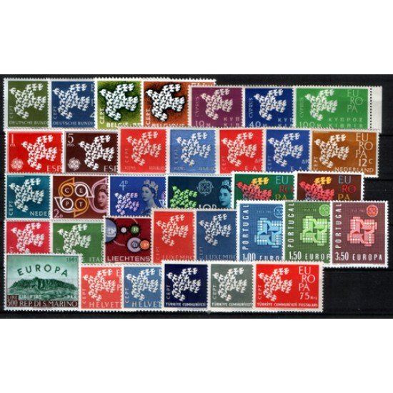 Tema Europa - 1961 Año  Completo 34 Sellos