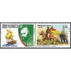 Uruguay 2321a/2322a 200 Años del Nacimiento de G. Garibaldi. Setenant MNH Uruguay 2321a/2322a 200 Años del Nacimiento de G. Garibaldi. Setenant MNH