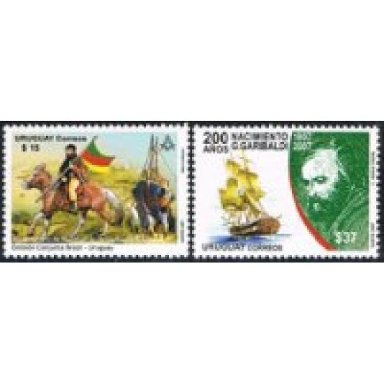 Uruguay 2321/2322 200 Años del Nacimiento de G. Garibaldi MNH Uruguay 2321/2322 200 Años del Nacimiento de G. Garibaldi MNH
