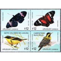 Uruguay 2407/2410 - Mariposas y pájaros MNH