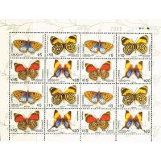 Uruguay 2338a/2341a Mariposas MNH