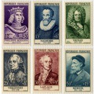 France Francia 1027/32 1955 Celebridades del S. XII al S.XX MNH France Francia 1027/32 1955 Celebridades del S. XII al S.XX MNH