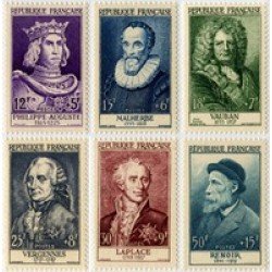 France Francia  1027/32 1955 Celebridades del S. XII al S.XX MNH