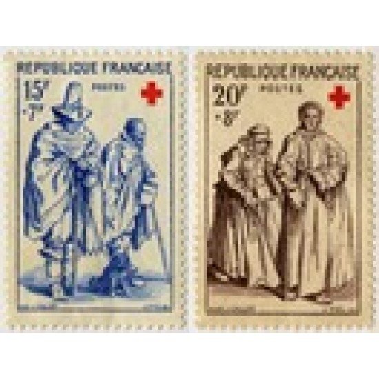 France Francia Nº 1140/41 1957 A favor de la Cruz Roja Lujo