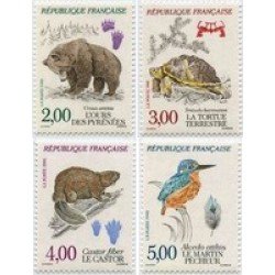 FAU2/S France Francia Nº 2721/24 1991 Fauna , lujo FAU2/S France Francia Nº 2721/24 1991 Fauna , lujo