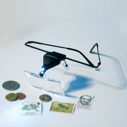 Leuchtturm 300142 Gafas lupa VISIR, incluye 3 lupas diferentes acoplables (1.5x, 2.5x y 3.5x) con LED