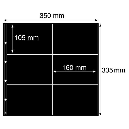 Leuchtturm 302702 Hojas de plástico MAXIMUM, para tarjetas postales nuevas, formato horizontal, negro