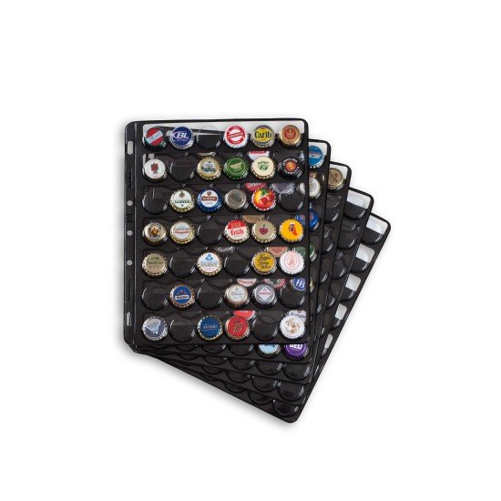 Leuchtturm 305080 Hojas de plástico COMPART, para 42 placas de cava / tapas coronas, negro