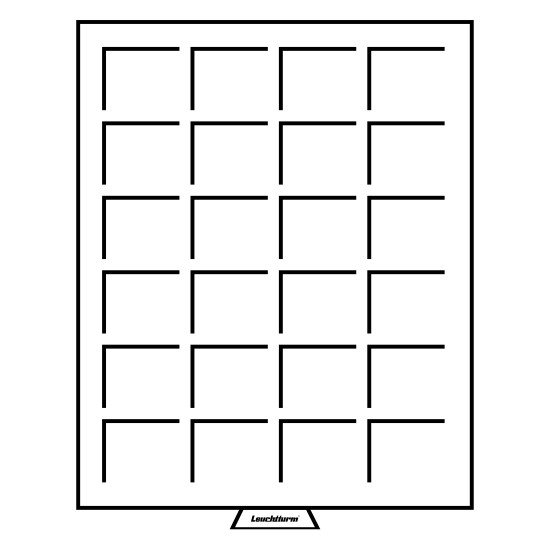 Leuchtturm 307311 Bandeja para monedas 24 divisiones esquinadas hasta 42 mm Ø, color humo Leuchtturm 307311 Bandeja para monedas 24 divisiones esquinadas hasta 42 mm Ø, color humo