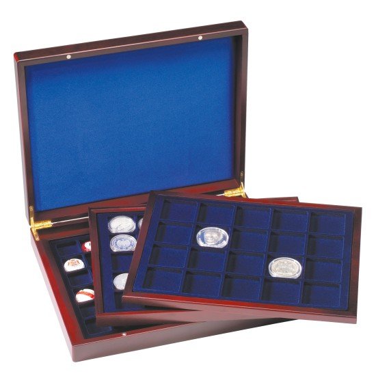Leuchtturm 308045 Estuche para monedas VOLTERRA TRIO de Luxe, para divisiones cuadradas de 30, 39, 48 mm Ø