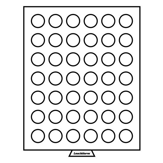 Leuchtturm 308554 Bandeja para monedas 42 divisiones redondas de 29 mm Ø, color humo