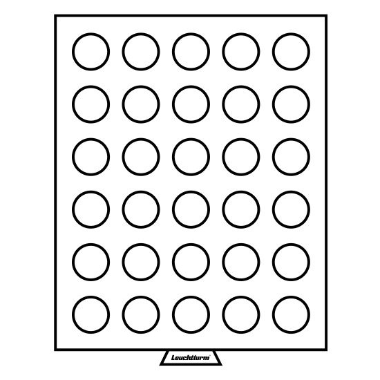 Leuchtturm 308810 Bandeja para monedas 30 divisiones redondas de 34 mm Ø, color humo