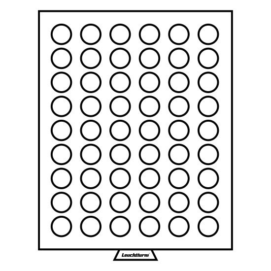 Leuchtturm 309752 Bandeja para monedas 54 divisiones redondas de 26,75 mm Ø, color humo Leuchtturm 309752 Bandeja para monedas 54 divisiones redondas de 26,75 mm Ø, color humo