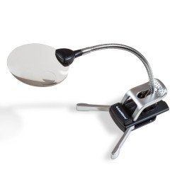 Leuchtturm 311360 Lupa de mesa con brazo flexible. 2.5 y 5 aumentos, incl. 2 lámpara-LED