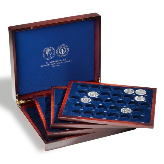 Leuchtturm 313125 Estuche para monedas VOLTERRA QUATTRO de Luxe, para 123 monedas conmemorativas de la RDA