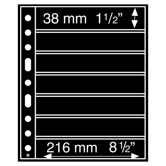 Leuchtturm 314011 Hojas de plástico GRANDE, con 7 bandas horizontales, negras Leuchtturm 314011 Hojas de plástico GRANDE, con 7 bandas horizontales, negras