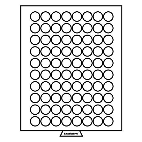 Leuchtturm 315644 Bandeja para monedas 80 divisiones redondas de 23,5 mm Ø, color humo Leuchtturm 315644 Bandeja para monedas 80 divisiones redondas de 23,5 mm Ø, color humo