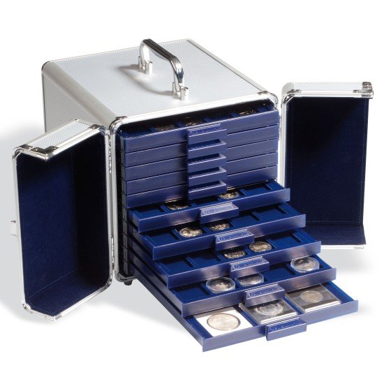 Leuchtturm 315842 Maletín de aluminio CARGO S 10 para 10 bandejas de Monedas SMART