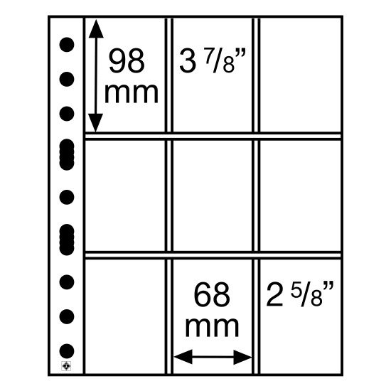 Leuchtturm 323456 Hojas de plástico GRANDE, con 9 estuches, 68x98 mm, transparentes Leuchtturm 323456 Hojas de plástico GRANDE, con 9 estuches, 68x98 mm, transparentes