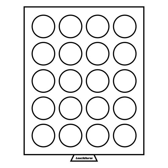 Leuchtturm 325458 Bandeja para monedas 20 divisiones redondas de 38 mm Ø, color humo