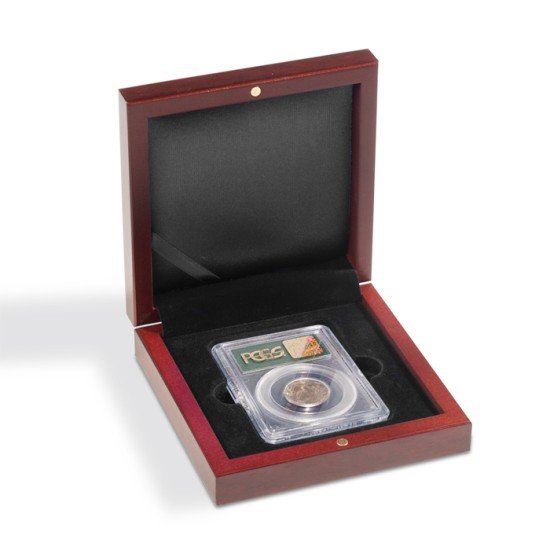 Leuchtturm 326719 Estuche de Madera VOLTERRA, para 1 Cápsula de moneda certificada (Slab)