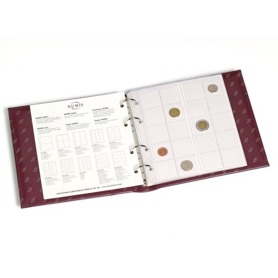 Leuchtturm 327836 Álbum de monedas NUMIS, classic con cajetín protector, rojo