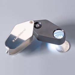 Leuchtturm 329828 Lupa de bolsillo con LED, 10 aumentos, negro, Ø 18 mm